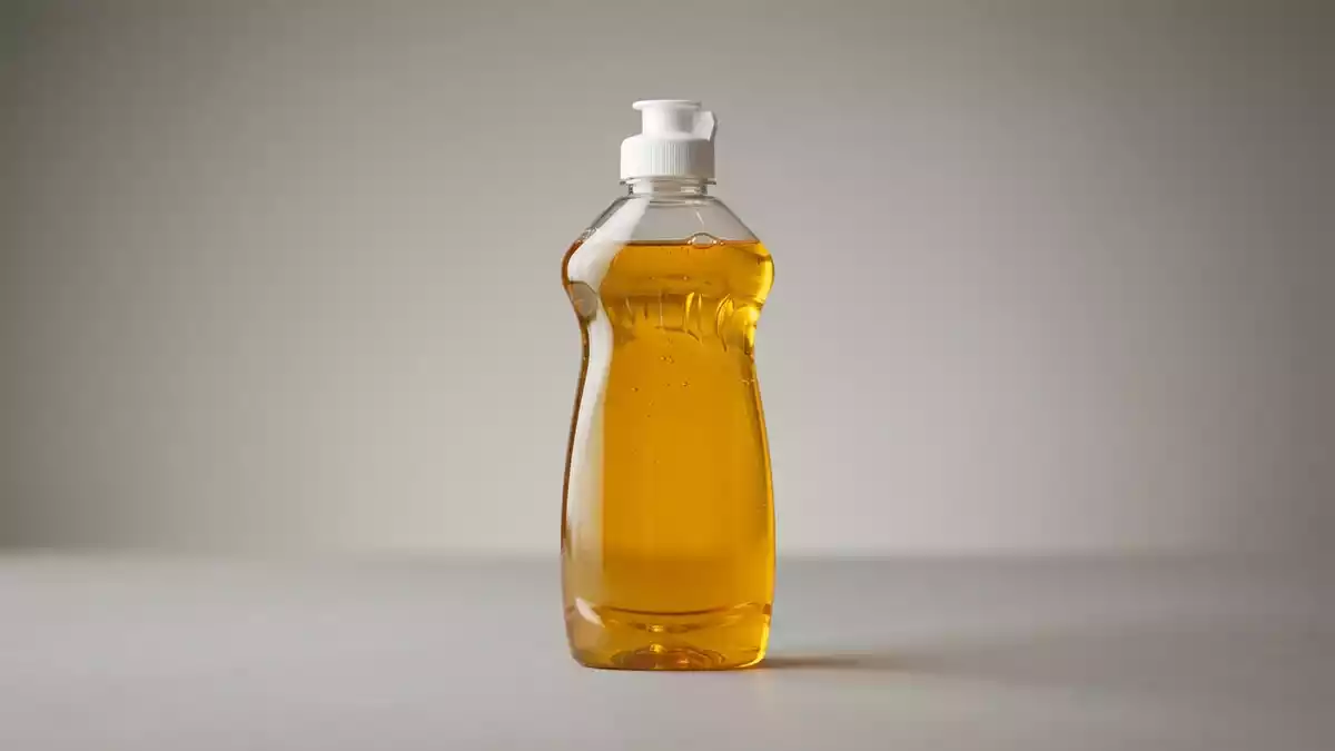 Fotorealistische Studioansicht von Geschirrspuelmittel in neutraler Produktdarstellung