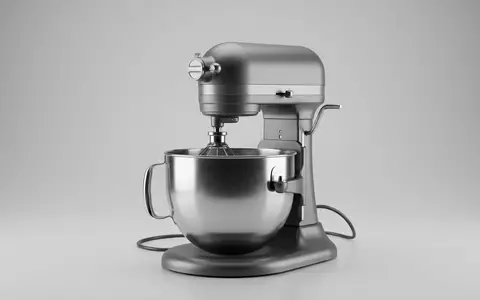 Fotorealistische Studioaufnahme von Kuechenmaschine zum Thema KitchenAid Artisan Küchenmaschine 4, klare Lichtfuehrung - Foto: THN