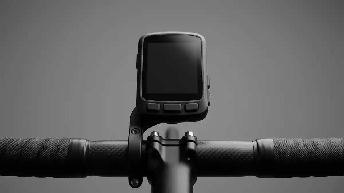 Fotorealistische Studioansicht von Fahrradcomputer in neutraler Produktdarstellung