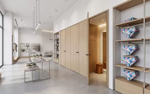 Architektur-Render im Bademodenboutique mit Bikinihose zum Thema L*Space Damen Bikini-Hose Sandy, neutrales Tageslicht - Foto: THN