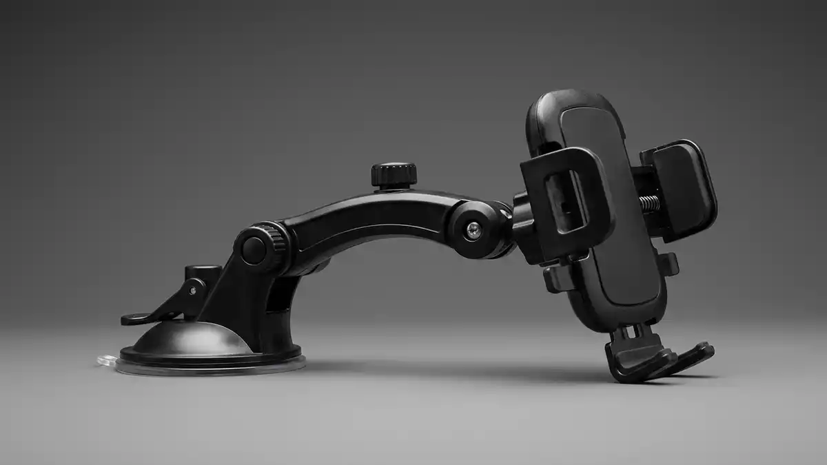 Fotorealistische Studioansicht von Handyhalter in neutraler Produktdarstellung