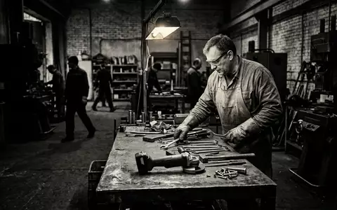 Schwarzweiss-Reportage mit Akku Winkelschleifer zum Thema Bosch Professional GWS 18V-10, hoher Kontrast - Foto: THN