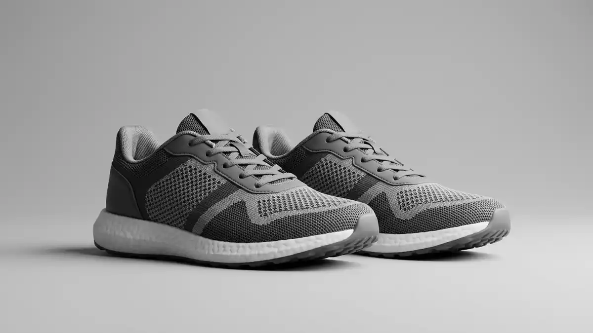 Fotorealistische Studioansicht von Sneaker in neutraler Produktdarstellung, neutral