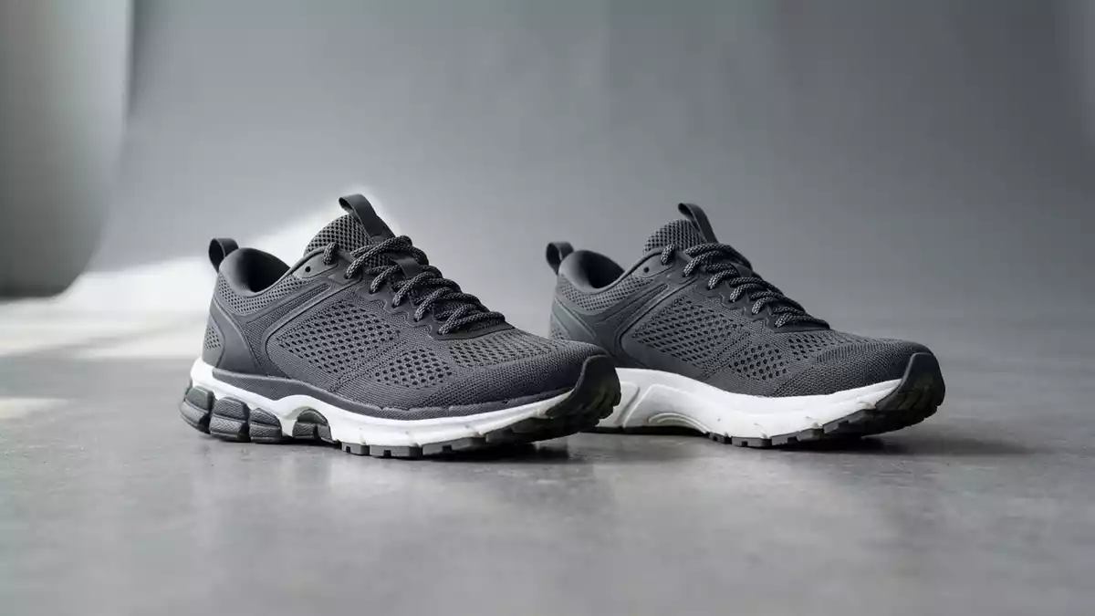 Fotorealistische Studioansicht von Laufschuhe in neutraler Produktdarstellung, neutral