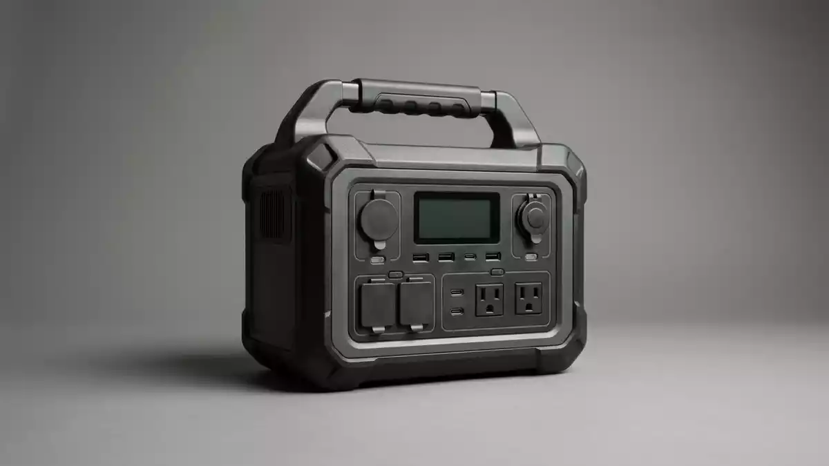 Fotorealistische Studioansicht von Powerstation in neutraler Produktdarstellung