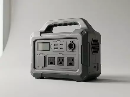 Fotorealistische Studioaufnahme von Powerstation zum Thema EcoFlow RIVER 2 Max, klare Lichtfuehrung - Foto: THN
