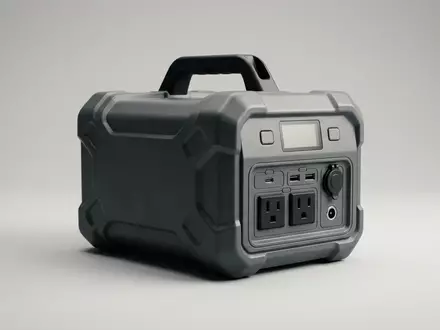 Fotorealistische Studioaufnahme von Powerstation zum Thema EcoFlow RIVER 2 Pro, klare Lichtfuehrung - Foto: THN