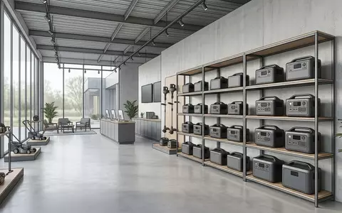 Architektur-Render im Elektronikgeschaeft mit Powerstation zum Thema EcoFlow RIVER 2 Pro, neutrales Tageslicht - Foto: THN