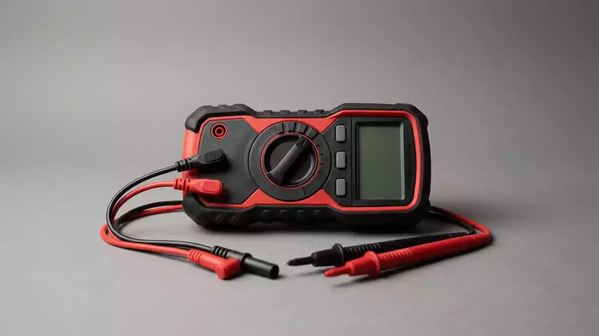 Fotorealistische Studioansicht von Digitalmultimeter in neutraler Produktdarstellung