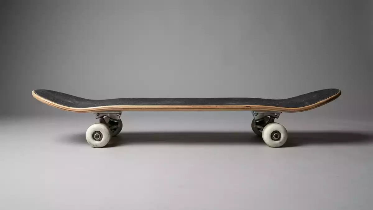 Fotorealistische Studioansicht von Skateboard in neutraler Produktdarstellung, neutral