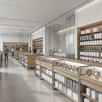 Architektur-Render im Elektronikgeschaeft mit Analoguhr zum Thema Fossil Hybrid HR Smartwatch, neutrales Tageslicht - Foto: THN