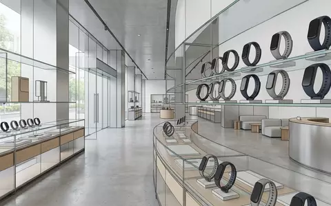 Architektur-Render im Elektronikgeschaeft mit Fitnessarmband zum Thema Xiaomi Smart Band 9, neutrales Tageslicht - Foto: THN