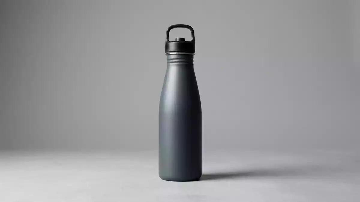 Fotorealistische Studioansicht von Trinkflasche in neutraler Produktdarstellung