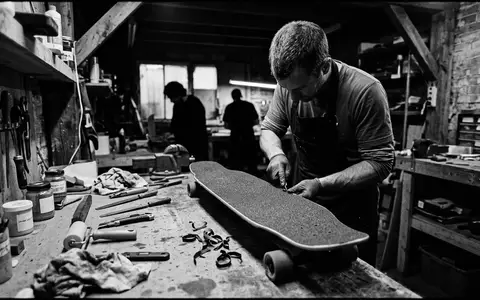 Schwarzweiss-Reportage mit Griptape zum Thema Mob Grip Perforated Griptape, hoher Kontrast, sachlich dargestellt - Foto: THN