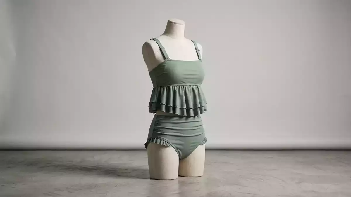 Fotorealistische Studioansicht von Tankini in neutraler Produktdarstellung, neutral