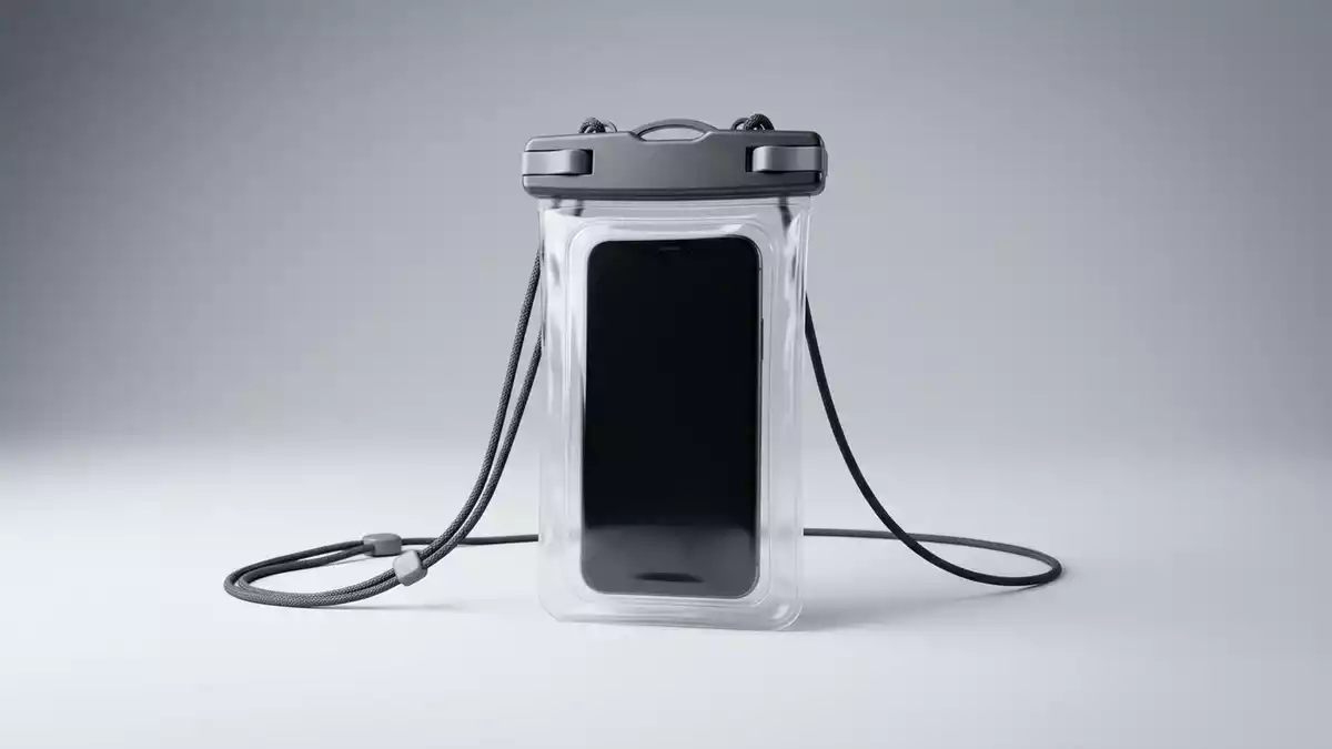 Fotorealistische Studioansicht von Handyhuelle in neutraler Produktdarstellung