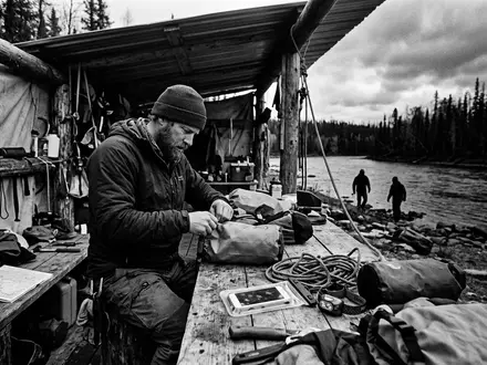 Schwarzweiss-Reportage mit Handyhuelle zum Thema Aquapac Waterproof Phone Case, hoher Kontrast, sachlich dargestellt - Foto: THN