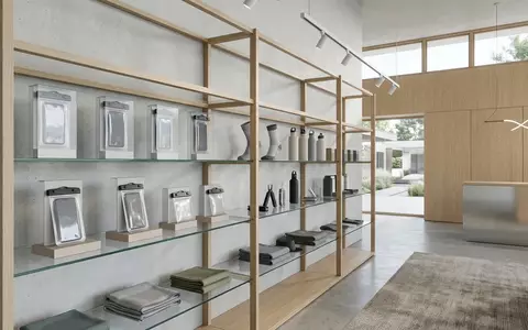 Architektur-Render im Outdoorfachgeschaeft mit Handyhuelle zum Thema Aquapac Waterproof Phone Case, neutrales Tageslicht - Foto: THN