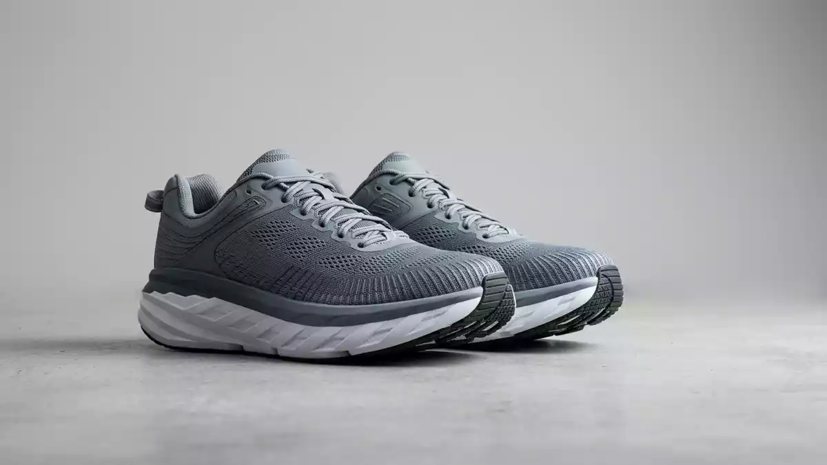 Fotorealistische Studioansicht von Laufschuhe in neutraler Produktdarstellung, neutral