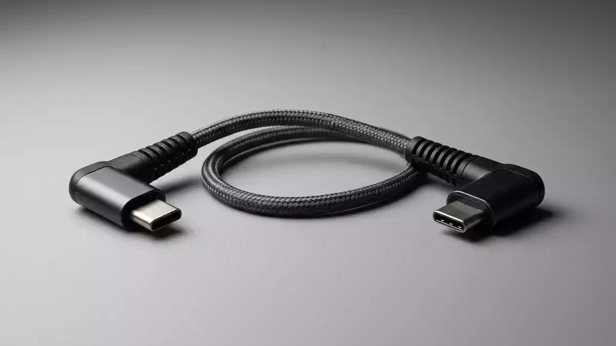 Fotorealistische Studioansicht von USB Verbindungskabel in neutraler Produktdarstellung