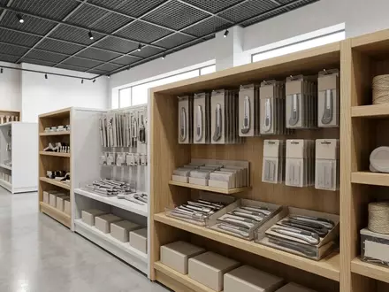 Architektur-Render im Baumarkt mit Universalmesser zum Thema Stanley Universalmesser FatMax Klinge, neutrales Tageslicht - Foto: THN