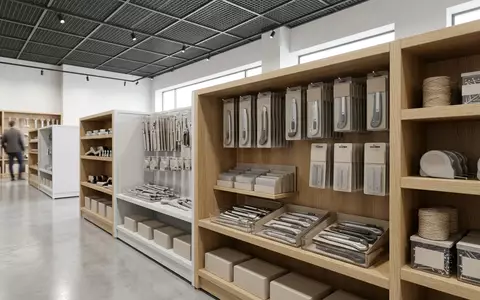 Architektur-Render im Baumarkt mit Universalmesser zum Thema Stanley Universalmesser FatMax Klinge, neutrales Tageslicht - Foto: THN