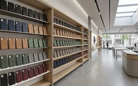 Architektur-Render im Zubehoerladen mit Klapphuelle zum Thema kwmobile Klapphülle für iPhone, neutrales Tageslicht - Foto: THN