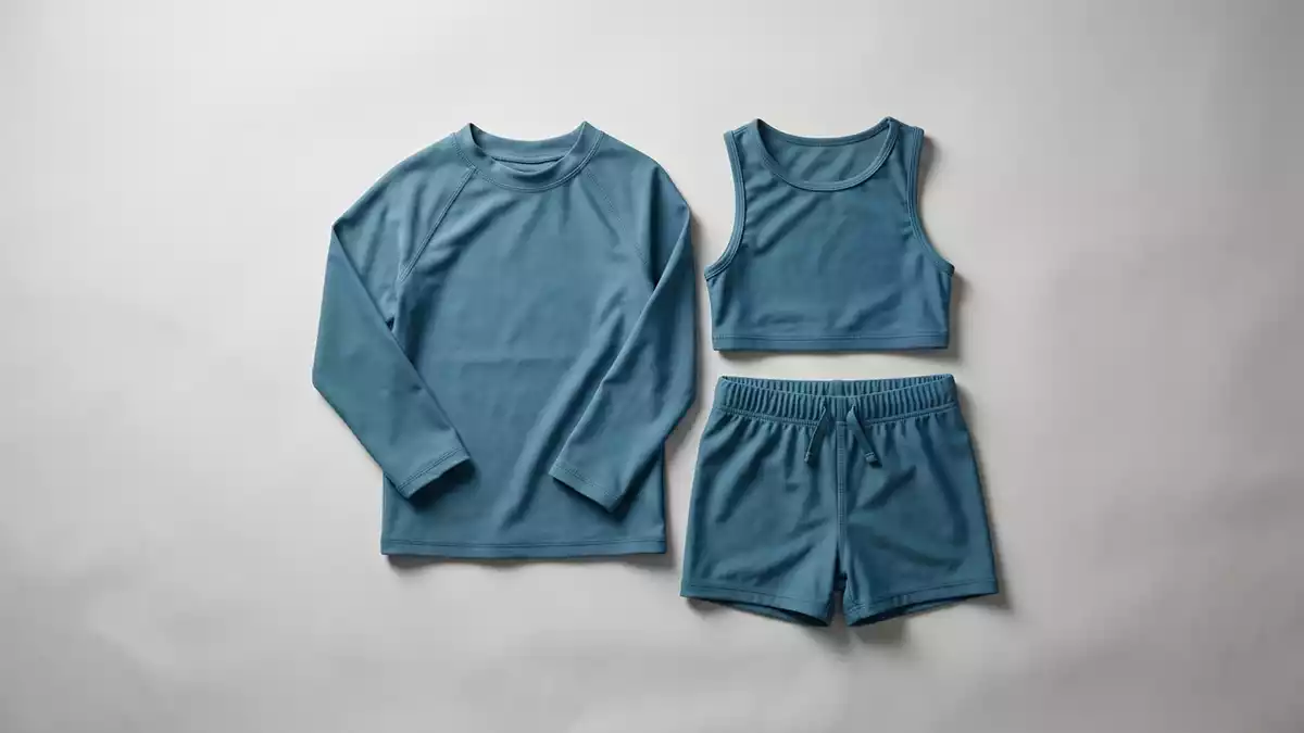 Fotorealistische Studioansicht von Kinder Tankini in neutraler Produktdarstellung