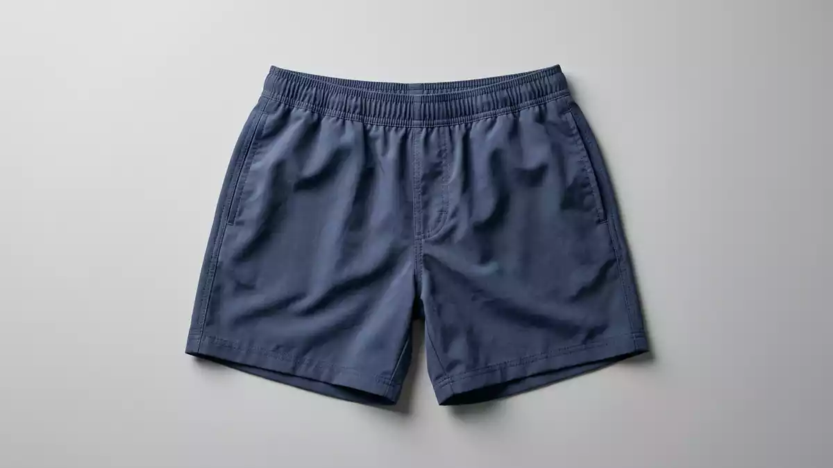 Fotorealistische Studioansicht von Badeshorts in neutraler Produktdarstellung, neutral