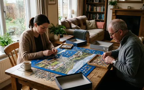 Fotorealistische Aufnahme von Puzzle im Wohnzimmer zum Thema Clementoni Puzzle 1000 Teile, natuerliches Licht - Foto: THN
