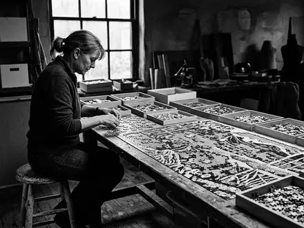 Schwarzweiss-Reportage mit Puzzle zum Thema Clementoni Puzzle 1000 Teile, hoher Kontrast, sachlich dargestellt - Foto: THN