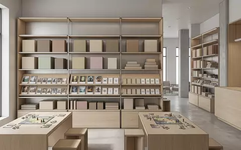 Architektur-Render im Spielefachgeschaeft mit Brettspiel zum Thema Dixit, neutrales Tageslicht, sachlich dargestellt - Foto: THN