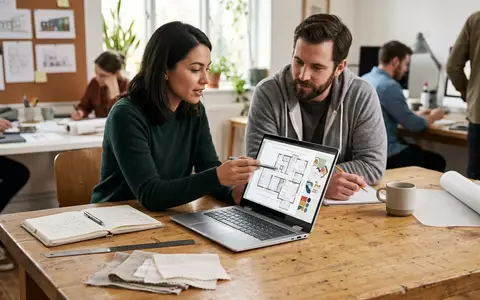 Fotorealistische Aufnahme von Convertible Laptop im Buero zum Thema Samsung Galaxy Book5 Pro, natuerliches Licht - Foto: THN