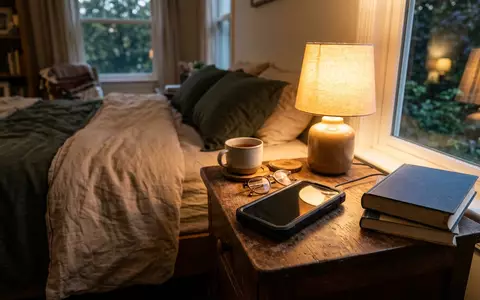 Fotorealistische Aufnahme von Handyhuelle am Bett zum Thema Casetify Ultra Impact Case, warmes Abendlicht - Foto: THN