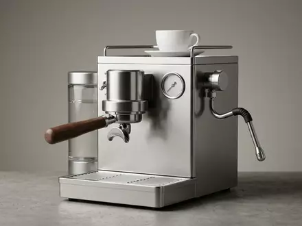 Fotorealistische Studioaufnahme von Siebtraegermaschine zum Thema Cecotec Power Espresso 20, klare Lichtfuehrung - Foto: THN