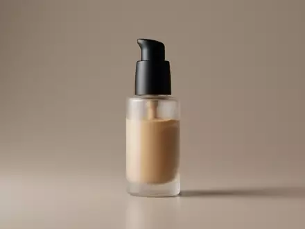 Fotorealistische Studioaufnahme von Fluessigfoundation zum Thema Catrice HD Liquid Coverage, klare Lichtfuehrung - Foto: THN