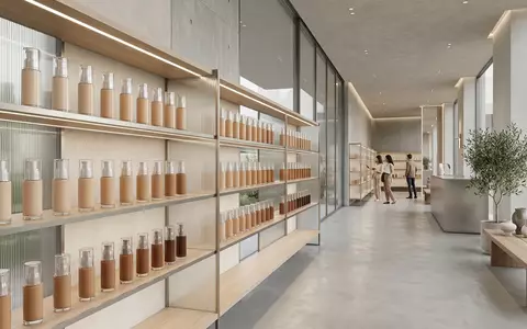 Architektur-Render im Kosmetikgeschaeft mit Fluessigfoundation zum Thema Catrice HD Liquid Coverage, neutrales Tageslicht - Foto: THN
