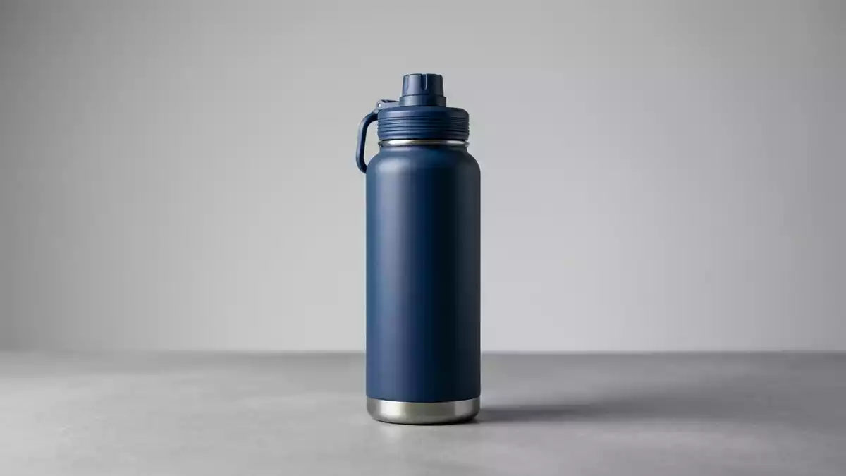 Fotorealistische Studioansicht von Isolierflasche in neutraler Produktdarstellung