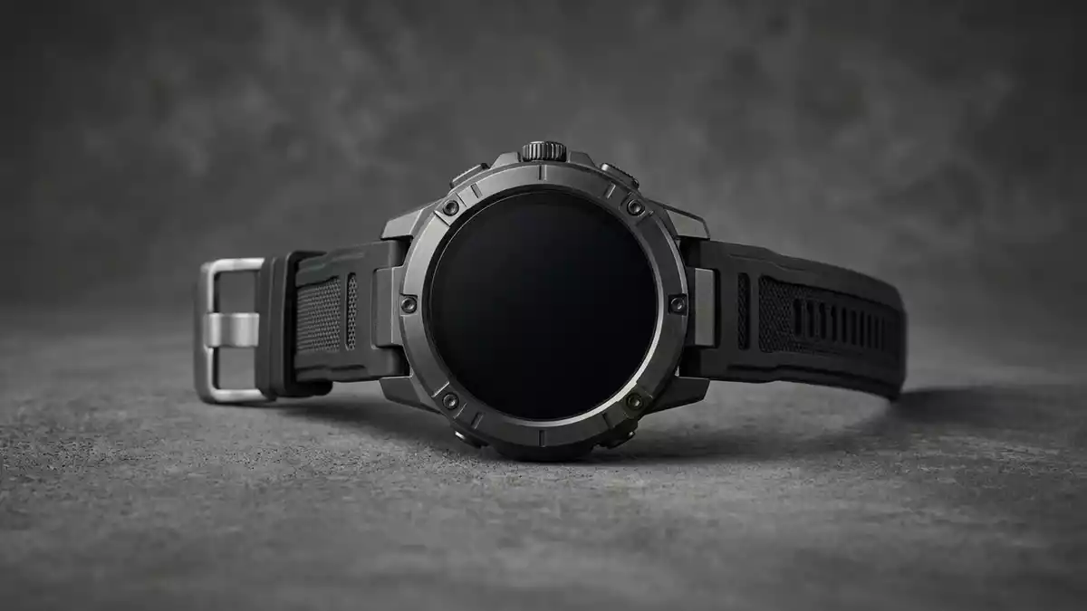 Fotorealistische Studioansicht von Smartwatch in neutraler Produktdarstellung, neutral