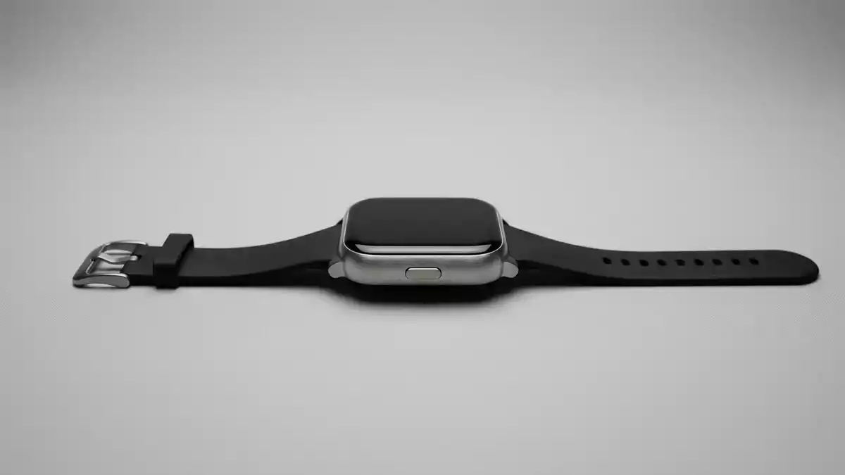 Fotorealistische Studioansicht von Smartwatch in neutraler Produktdarstellung, neutral
