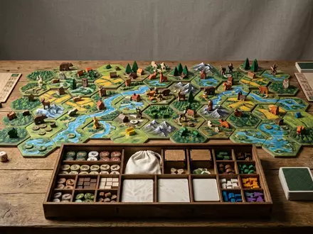 Fotorealistische Studioaufnahme von Brettspiel zum Thema Wingspan, klare Lichtfuehrung, sachlich dargestellt, markenneutral - Foto: THN