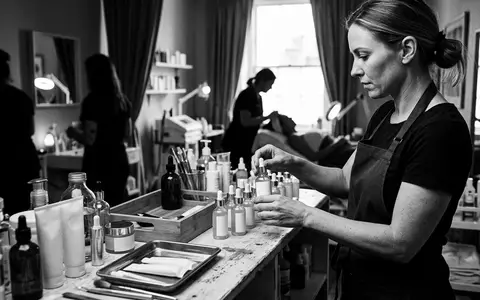Schwarzweiss-Reportage mit Gesichtsserum zum Thema Chanel Hydra Beauty Sérum, hoher Kontrast, sachlich dargestellt - Foto: THN