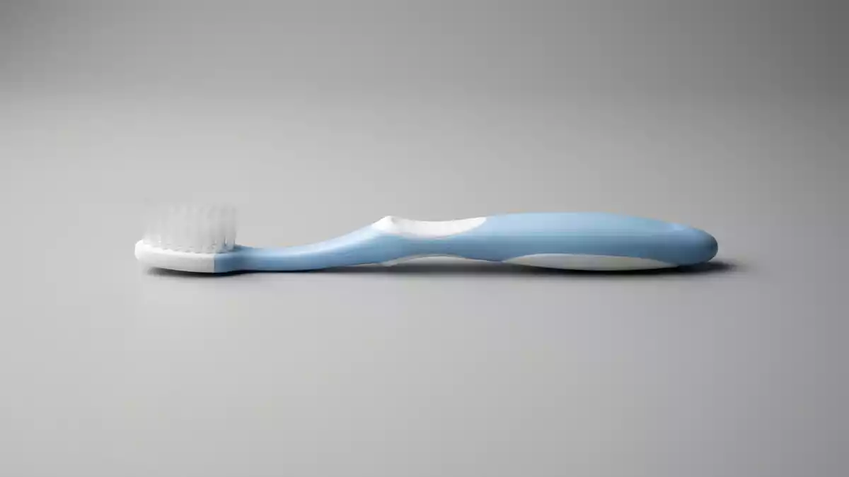 Fotorealistische Studioansicht von Kinderzahnbuerste in neutraler Produktdarstellung