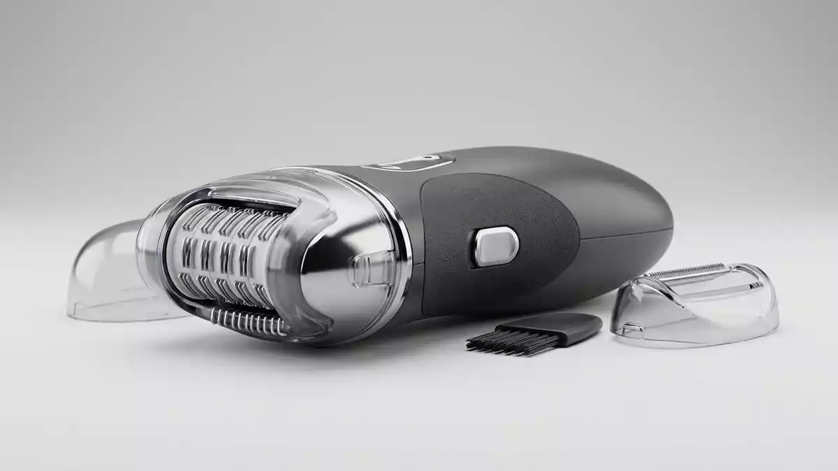 Fotorealistische Studioansicht von Epilierer in neutraler Produktdarstellung, neutral