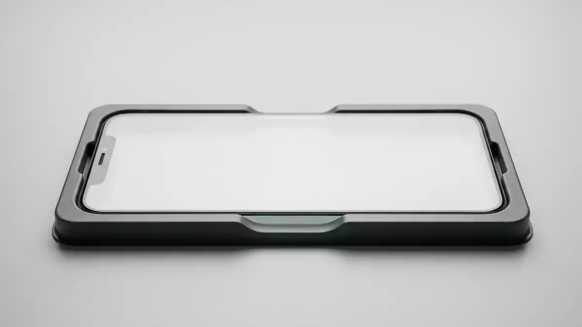 Fotorealistische Studioansicht von Displayschutzfolie in neutraler Produktdarstellung