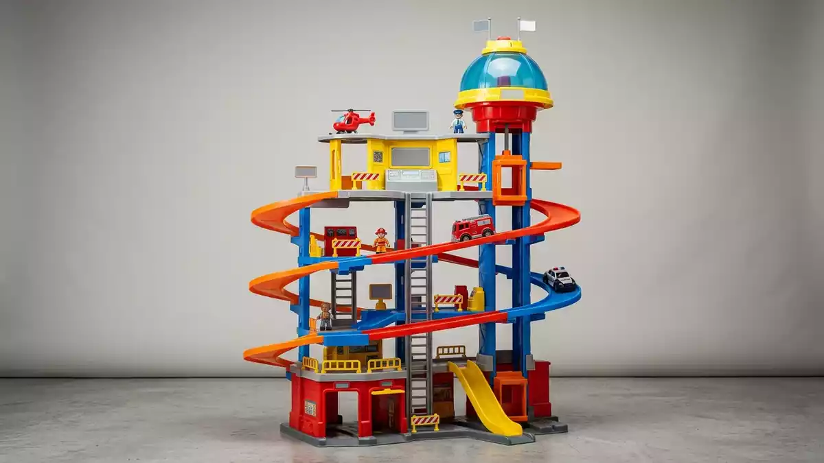 Fotorealistische Studioansicht von Spielturm in neutraler Produktdarstellung, neutral