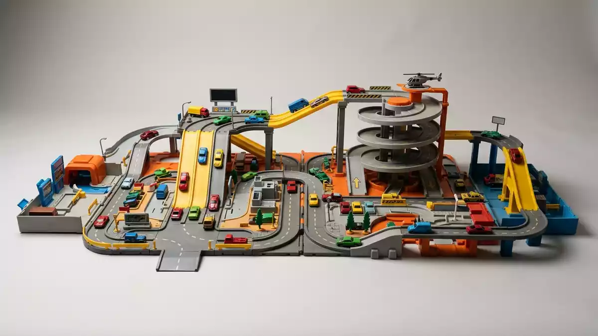 Fotorealistische Studioansicht von Spielstadt in neutraler Produktdarstellung, neutral