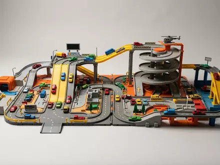 Fotorealistische Studioaufnahme von Spielstadt zum Thema PAW Patrol Mighty Movie, klare Lichtfuehrung - Foto: THN