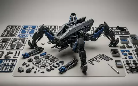 Fotorealistische Studioaufnahme von Roboterbausatz zum Thema LEGO Star Wars AT-AT, klare Lichtfuehrung - Foto: THN