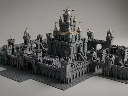 Fotorealistische Studioaufnahme von Festungsbausatz zum Thema LEGO Minecraft Die Festung, klare Lichtfuehrung - Foto: THN